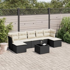 3249875 vidaXL Set mobilier de grădină cu perne, 8 piese, negru, poliratan