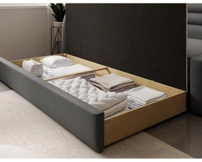 Canapea taupe extensibilă/cu spațiu de depozitare cu tapițerie din catifea cu colț pe partea stângă 223 cm Fabillo – ELTAP