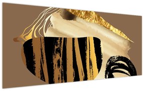 Tablou - Abstracție maro auriu N⁰2 (120x50 cm)