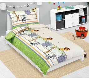 Lenjerie de pat pentru copii Bellatex creponatăSafari verde, 140 x 200, 70 x 90 cm