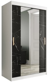 Dulap de haine 120 cm Marbelo T1 (mat alb + marmură neagră). 1064563