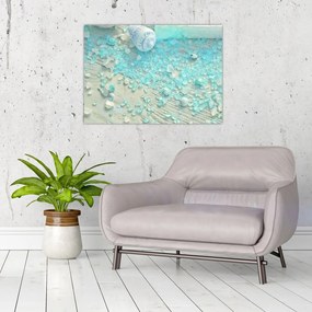 Tablou pe sticlă - Atmosfera de litoral în nuanțe turcoaz (70x50 cm)