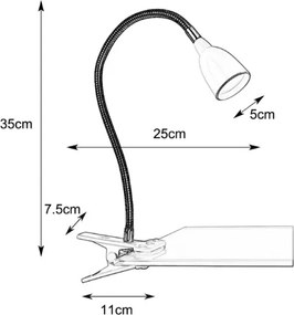 Lampă de masă LED cu clemă Markslöjd 106092 TULIP LED/3W/230V neagră
