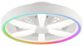 Ventilator LED RGBW de tavan cu lumină Brilliant GAIANO LED/48W/230V alb + telecomandă