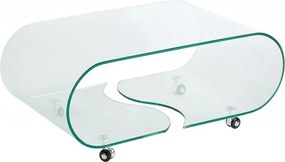 Masuta din sticla transparenta, cu roti, Fantome 90cm