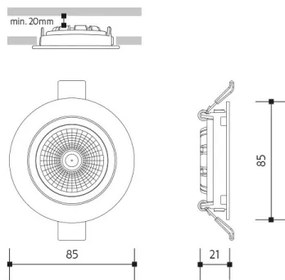 Corp de iluminat LED încastrat LED/6W/230V 3000K d. 8,5 cm alb