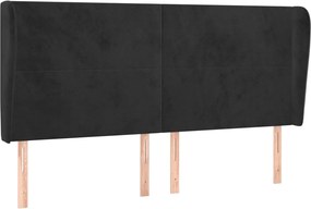 vidaXL Tăblie de pat cu aripioare, negru, 183x23x118/128 cm, catifea