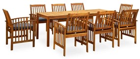 3058093 vidaXL Set mobilier de grădină cu perne, 9 piese, lemn masiv acacia