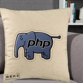 Perna Personalizata PHP Elephant, 40x40 cm, Bej, Husa Detasabila, Perna Inclusa, BEKZ®