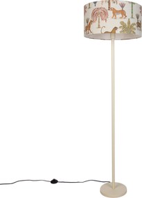 Lampă de podea Japandi Bej cu abajur cu imprimeu animalier multicolor 50 cm - Simplo