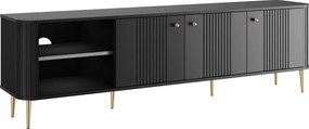 Comodă TV Vesper 3D 187 cm - negru / picioare aurii