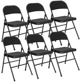 HOMCOM Set de 6 scaune pliante pentru dining scaune portabile cadru din oțel 45 x 46 x 78 cm negru | Aosom Romania