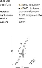 Aplica de perete LED SHIRO auriu