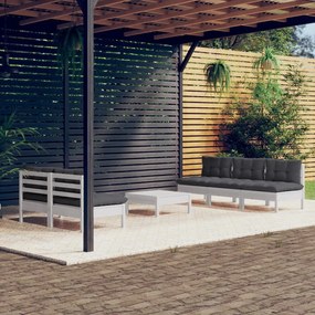 3096089 vidaXL Set mobilier grădină cu perne antracit, 6 piese, lemn masiv pin