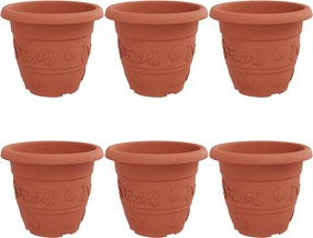 vidaXL Ghiveci rotund pentru flori 6 pcs Roșu cărămidă Ø 26 x 21.5 cm