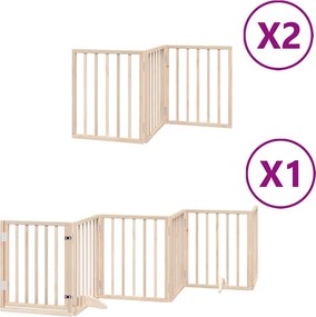 vidaXL Poartă de câini pliabilă cu ușă, 12 panouri, 600 cm, lemn plop