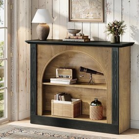 MAM24 - Masa Consola, 110 cm, masuta hol, living, dining, dormitor, Imitatie Semineu - Maro - Negru
