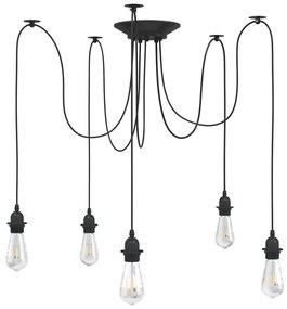 vidaXL Lampă suspendată cu 5 suporturi E27 metal negru