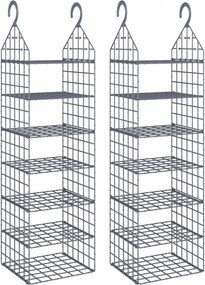 vidaXL Organizator pentru dulap suspendat, cu 7 rafturi, 2 buc.