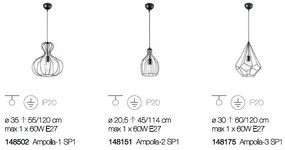 Lustra suspendata / Pendul Industrial Style AMPOLLA-1 SP1 148502