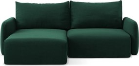 Colțar verde închis extensibil/cu spațiu de depozitare cu tapițerie din catifea (cu colț pe partea stângă/cu șezlong) Kalena – Makamii