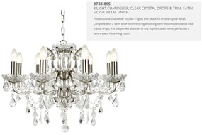 Candelabru stil clasic cu 8 brate Paris argintiu satin 8738-8SS SRT
