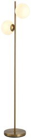 HOMCOM Lampă de Podea cu 2 Lumini și Abajururi Sferice, Lampă de Podea cu Comutator de Picior, Soclu E27, 39x28x165 cm, Aur | Aosom Romania