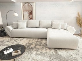 Colțar extensibil dumonde cu ladă de depozitare si sezut confortabil din spuma high-density, Berlin XL Zoom Crem 350x185 cm II