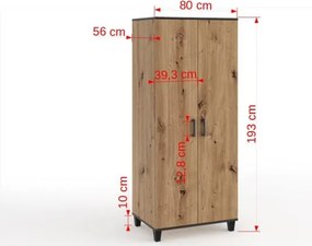 Dulap POLA 12 – 80x56x193 cm – Stejar Artisan