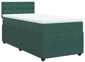 3287605 vidaXL Pat continental cu saltea, verde închis, 80x200 cm, catifea