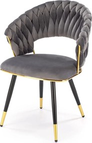 Scaun K551, gri/negru/auriu, stofa catifelata/metal, 62x58x85 cm