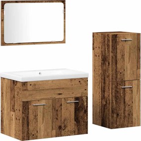 vidaXL Set de mobilier pentru baie Pe perete 4 pcs Maro Lemn compozit