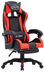 vidaXL Scaun de racing suport picioare, roșu și negru, piele ecologică