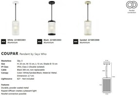 Pendul pentru iluminat exterior IP54 Coupar bej nisip