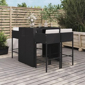 3200670 vidaXL Set mobilier bar de grădină cu perne, 5 piese, negru, poliratan