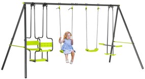 Outsunny Balansoar 4 agrafe portico cu balansoar - dim. 3,55L x 1,84l x 1,86H m metal epoxid anticoroziv PE Gri | Aosom Romania