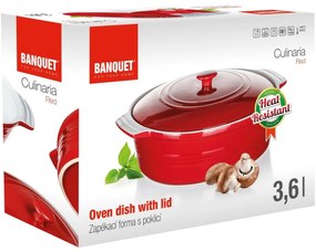 Foma ovală cu capac Banquet Culinaria Red 3,6 l, 3,6 l