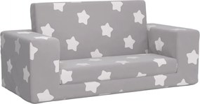 vidaXL Canapea extensibilă copii 2 locuri gri deschis/stele pluș moale