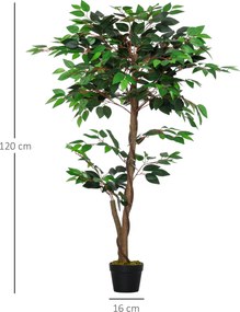 Outsunny Plantă Artificială Arbore de Ceai cu 546 de Frunze Realistice și Ghiveci de Ciment 120 cm Verde | Aosom Romania