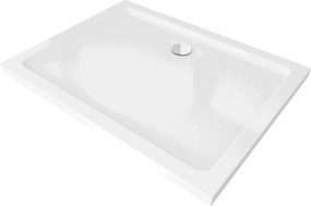 Mexen Flat cadă de duș dreptunghiulară slim 100 x 90 cm, albă, sifon cromat - 40109010