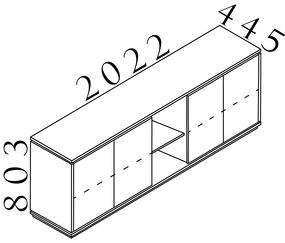 Dulap jos Creator 202,2 x 44,5 x 80,3 cm, alb / antracit