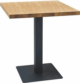 Masa PURO, stejar/negru, PAL laminat/metal, 70x70x76 cm