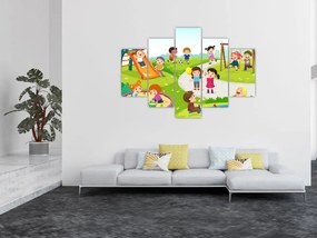 Tablou cu bucuriile copiilor în nisip (150x105 cm)