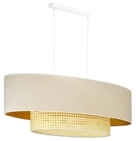 Lustră pe cablu Duolla DOUBLE OVAL RATTAN 2xE27/15W/230V crem/ratan