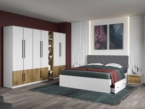 Set mobila dormitor 4 piese Alb/Stejar Eclipse C16
