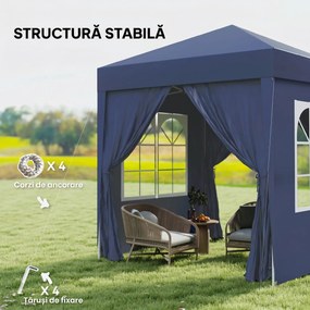 Outsunny Foisor Pliabil 2x2m cu 4 Pereți Detașabili Albastru pentru Evenimente în Aer Liber | Aosom Romania
