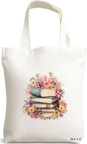 Sacosa de Panza pentru Cumparaturi, Geanta Tote, model Books 53 38 x 34.5 cm, Alba, BEKZ®