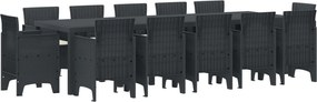 vidaXL Set de masă pentru grădină cu pernă 13 pcs Antracit Polyrattan
