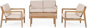 Set mobilier de grădină în culoare naturală din lemn de acacia pentru 4 persoane Danubio – Bizzotto