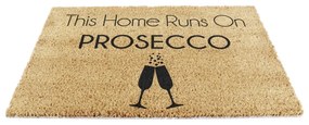 Covoraș de intrare din fibre de nucă de cocos 40x60 cm This Home Runs On Prosecco – Artsy Doormats